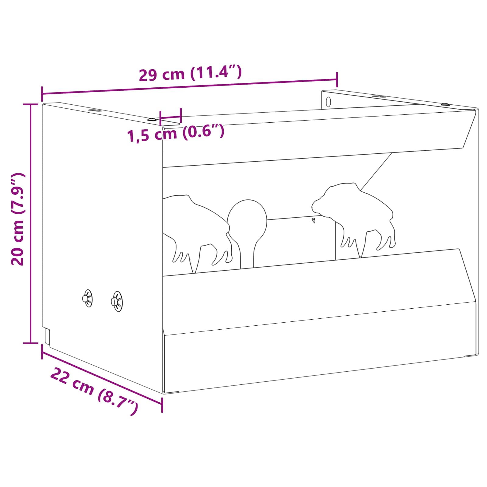 vidaXL Skrzynka na pułapkę na pociski Czarny 29 x 22 x 20 cm Stal