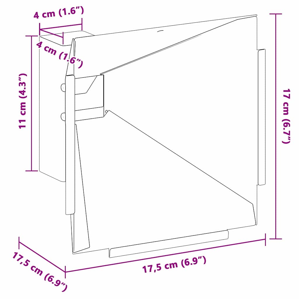 vidaXL Kulochwyt Czarny 17.5 x 17.5 x 17 cm Stal