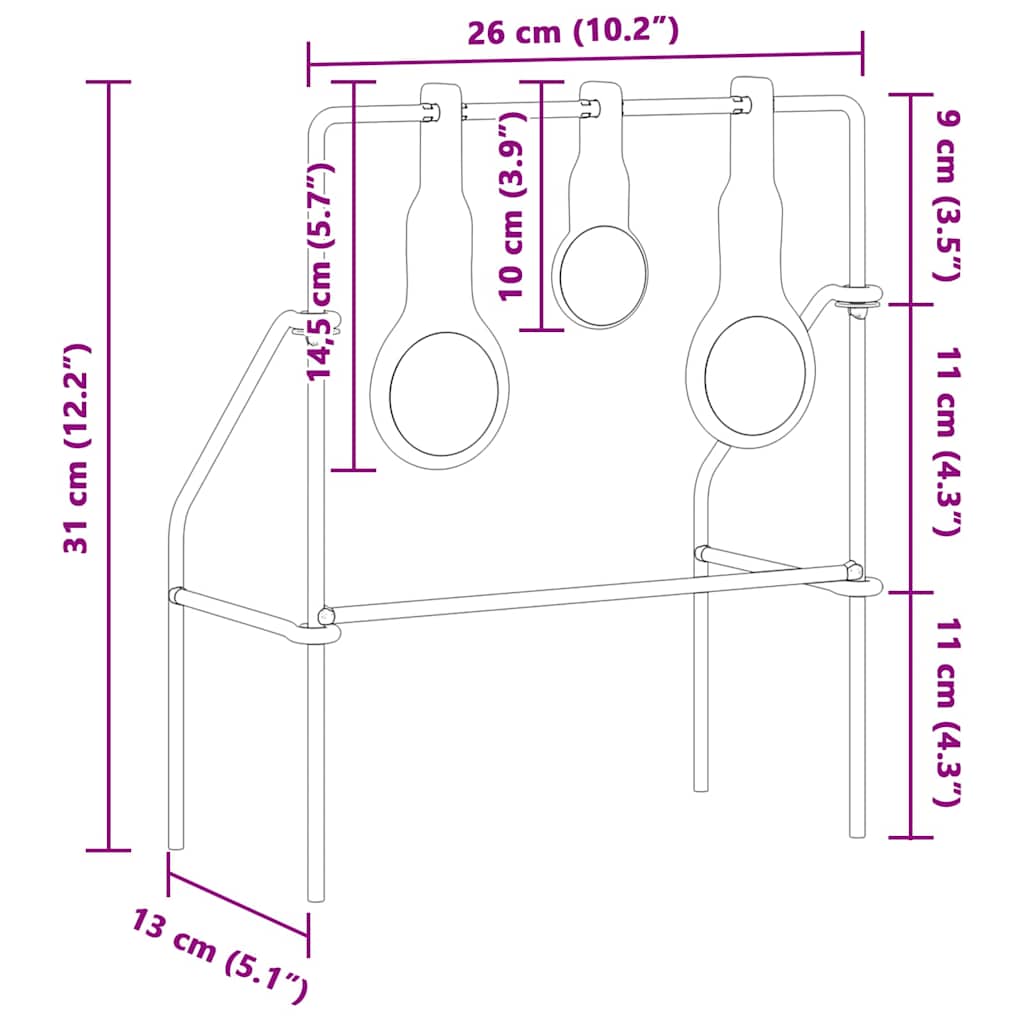 vidaXL Cel do resetowania Czarny 26 x 13 x 31 cm Stal