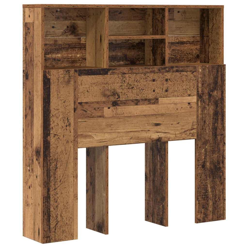vidaXL Szafka z zagłówkiem z półką Stare drewno 100 x 19 x 103,5 cm