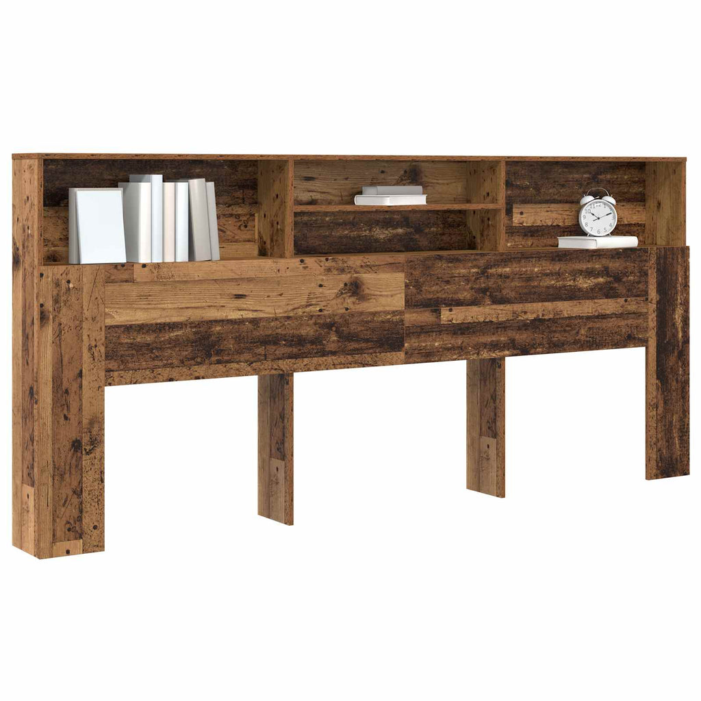 vidaXL Szafka z zagłówkiem z półką Stare drewno 220 x 19 x 101,5 cm