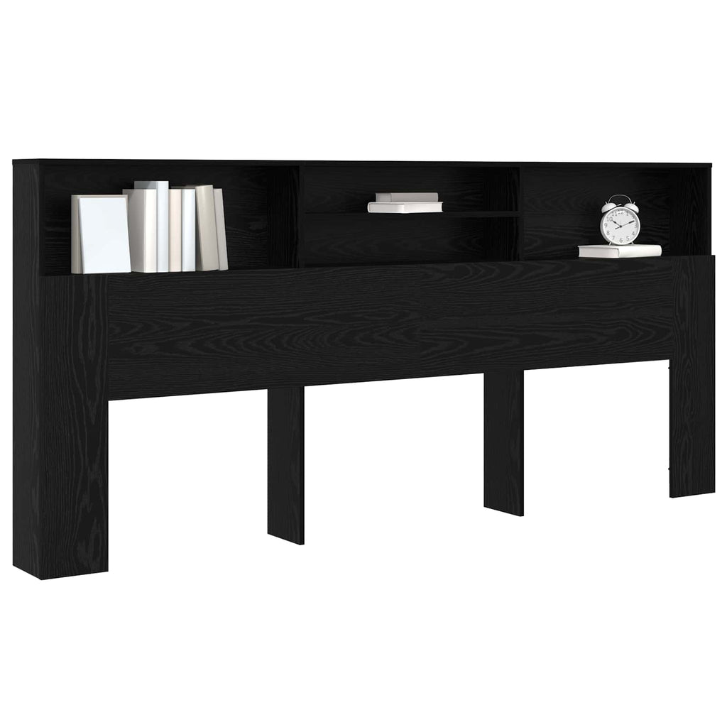 vidaXL Szafka z zagłówkiem z półką Czarny Dąb 220 x 19 x 101,5 cm