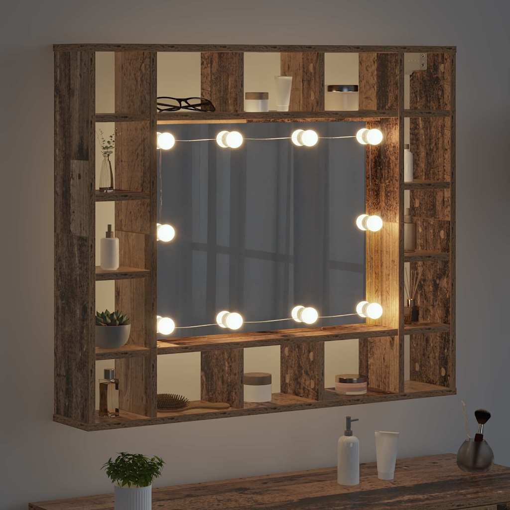 vidaXL Szafka z lustrem z półką Stare drewno 91 x 15 x 76,5 cm