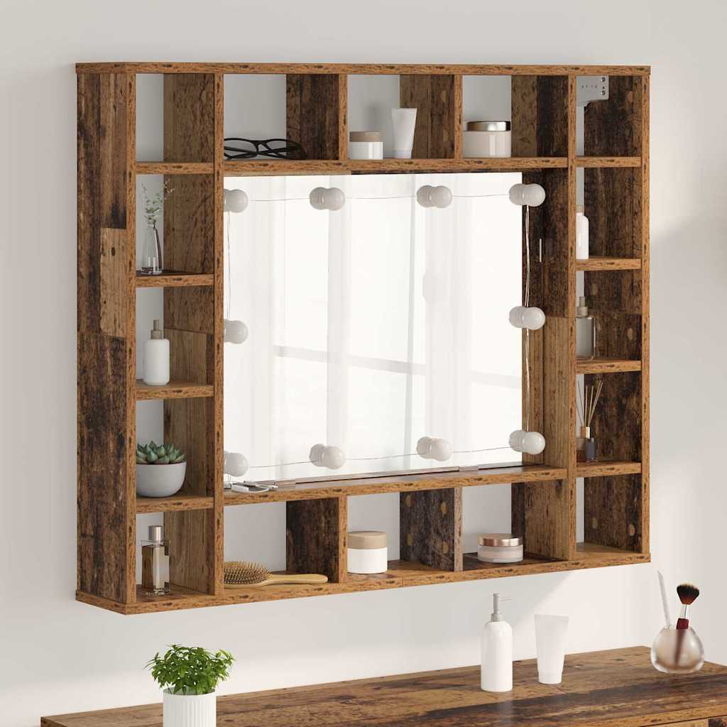 vidaXL Szafka z lustrem z półką Stare drewno 91 x 15 x 76,5 cm