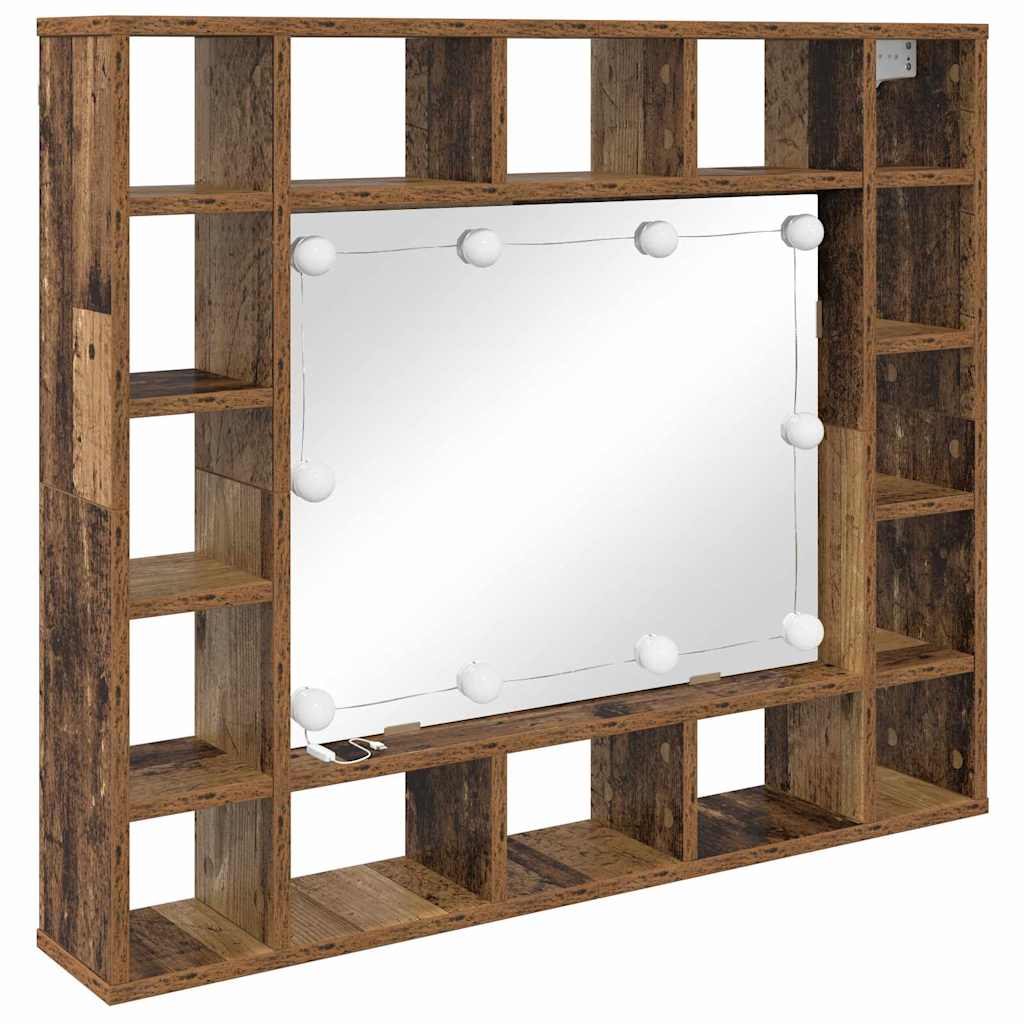 vidaXL Szafka z lustrem z półką Stare drewno 91 x 15 x 76,5 cm