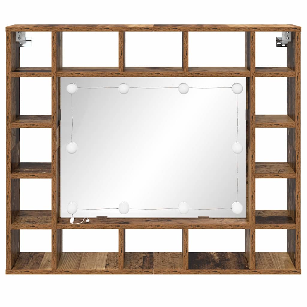 vidaXL Szafka z lustrem z półką Stare drewno 91 x 15 x 76,5 cm