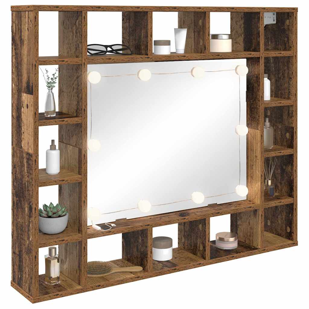 vidaXL Szafka z lustrem z półką Stare drewno 91 x 15 x 76,5 cm