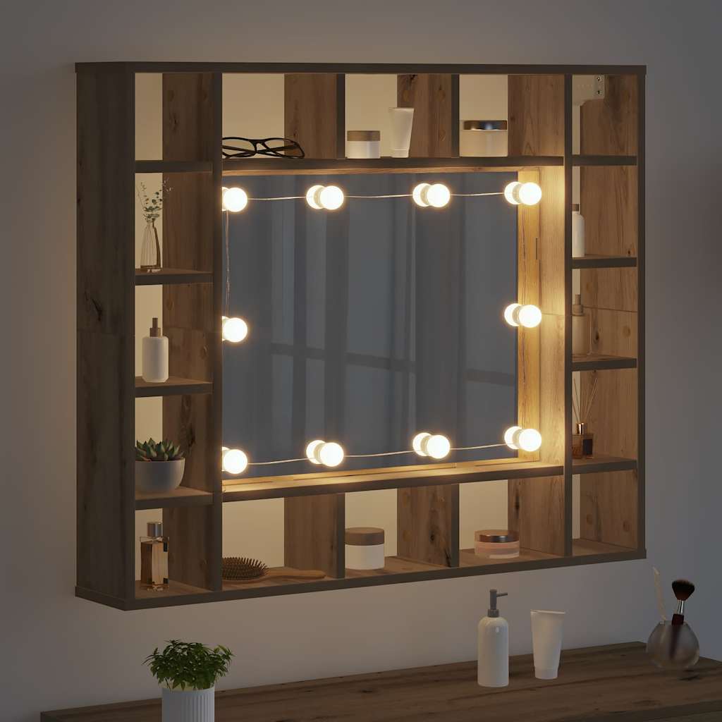 vidaXL Szafka z lustrem z półką Dąb rzemieślniczy 91 x 15 x 76,5 cm