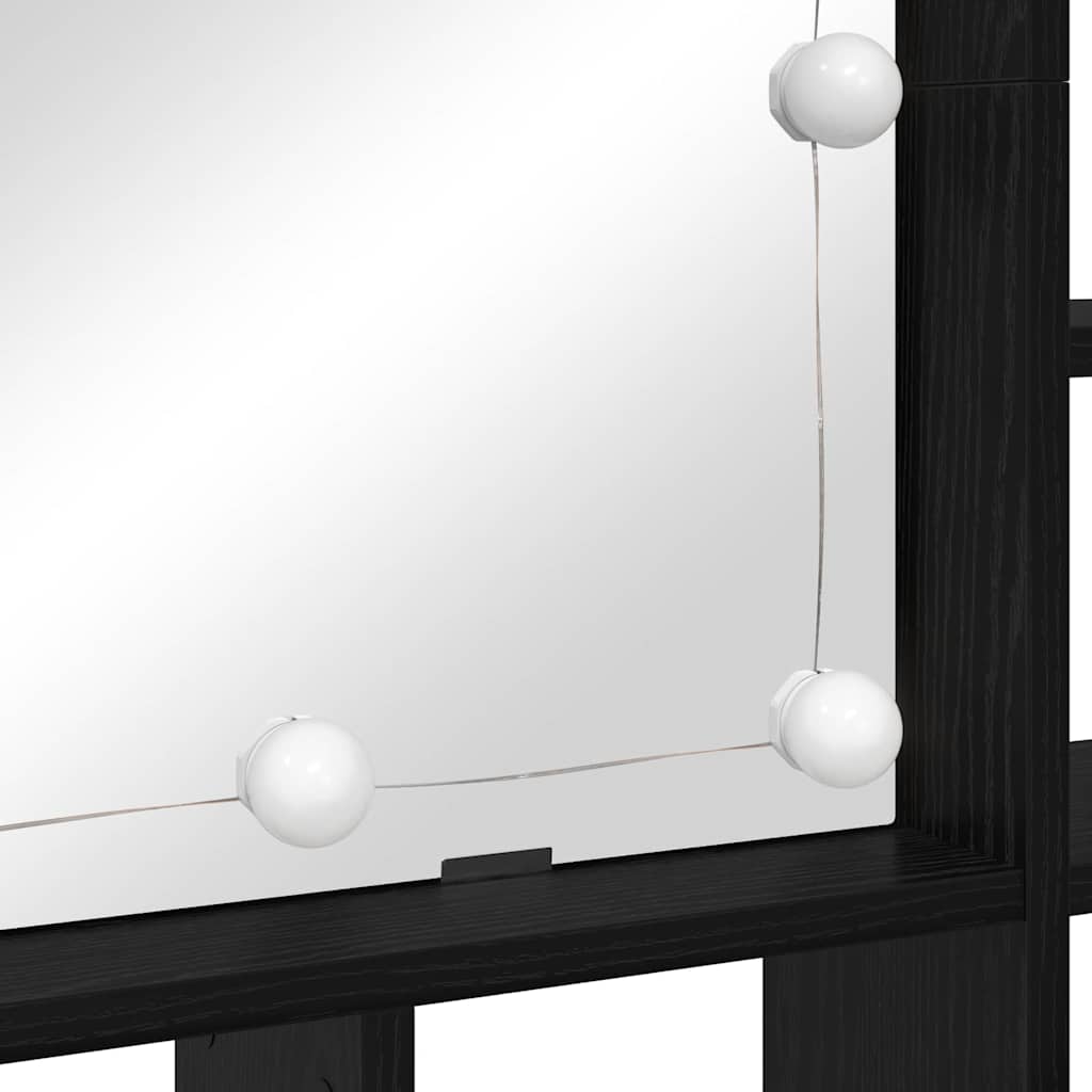vidaXL Szafka z lustrem z półką Z lustrem Czarny Dąb 91 x 15 x 76,5 cm