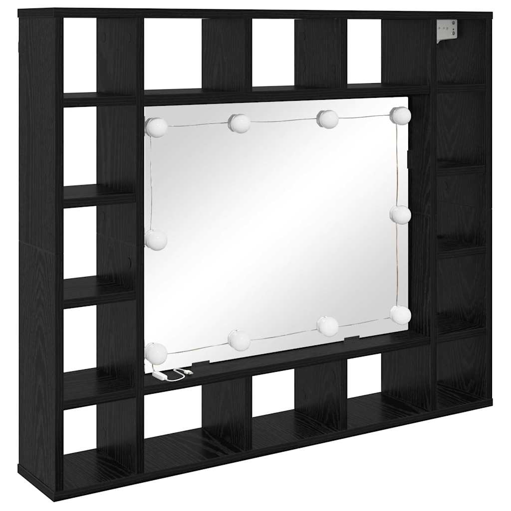 vidaXL Szafka z lustrem z półką Z lustrem Czarny Dąb 91 x 15 x 76,5 cm