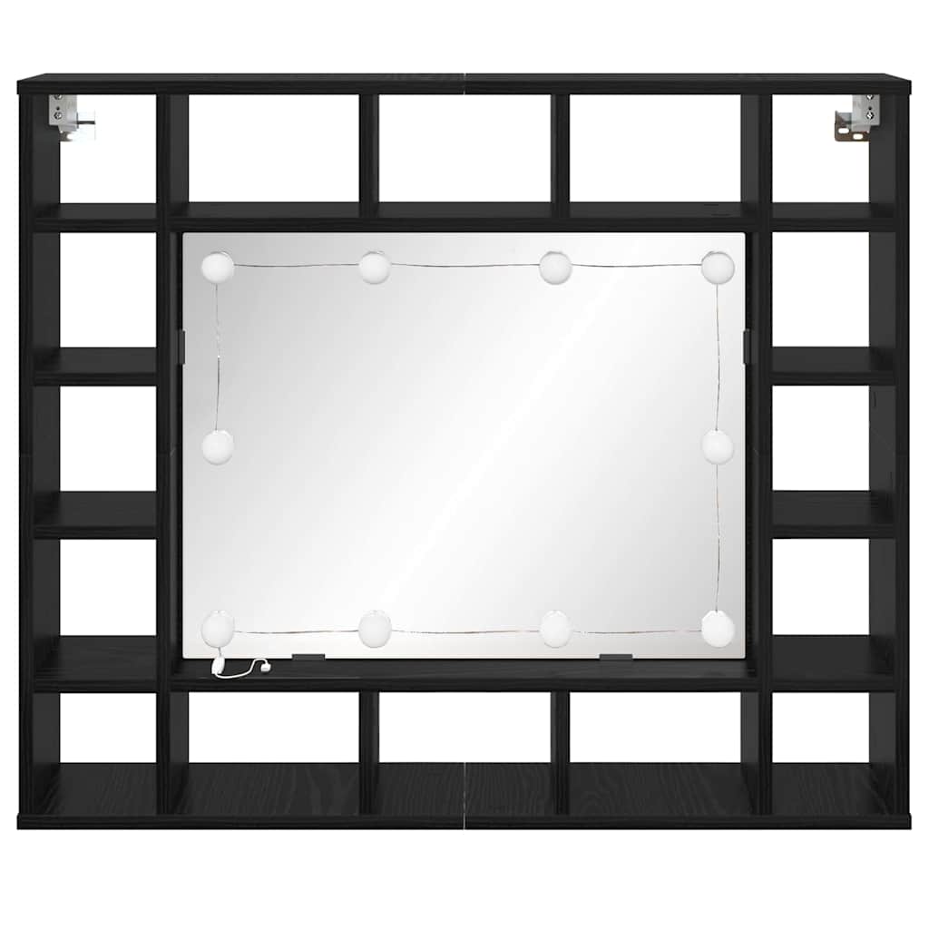 vidaXL Szafka z lustrem z półką Z lustrem Czarny Dąb 91 x 15 x 76,5 cm