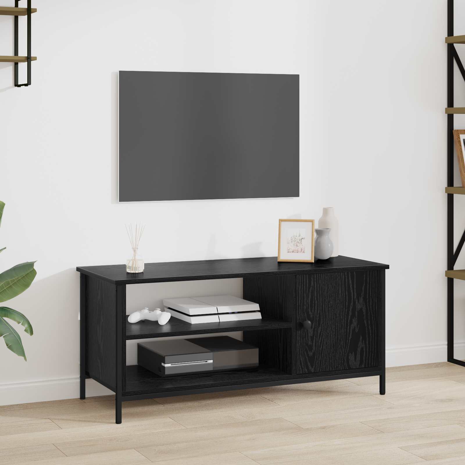 vidaXL Szafka pod telewizor Czarny Dąb 100 x 40 x 45 cm