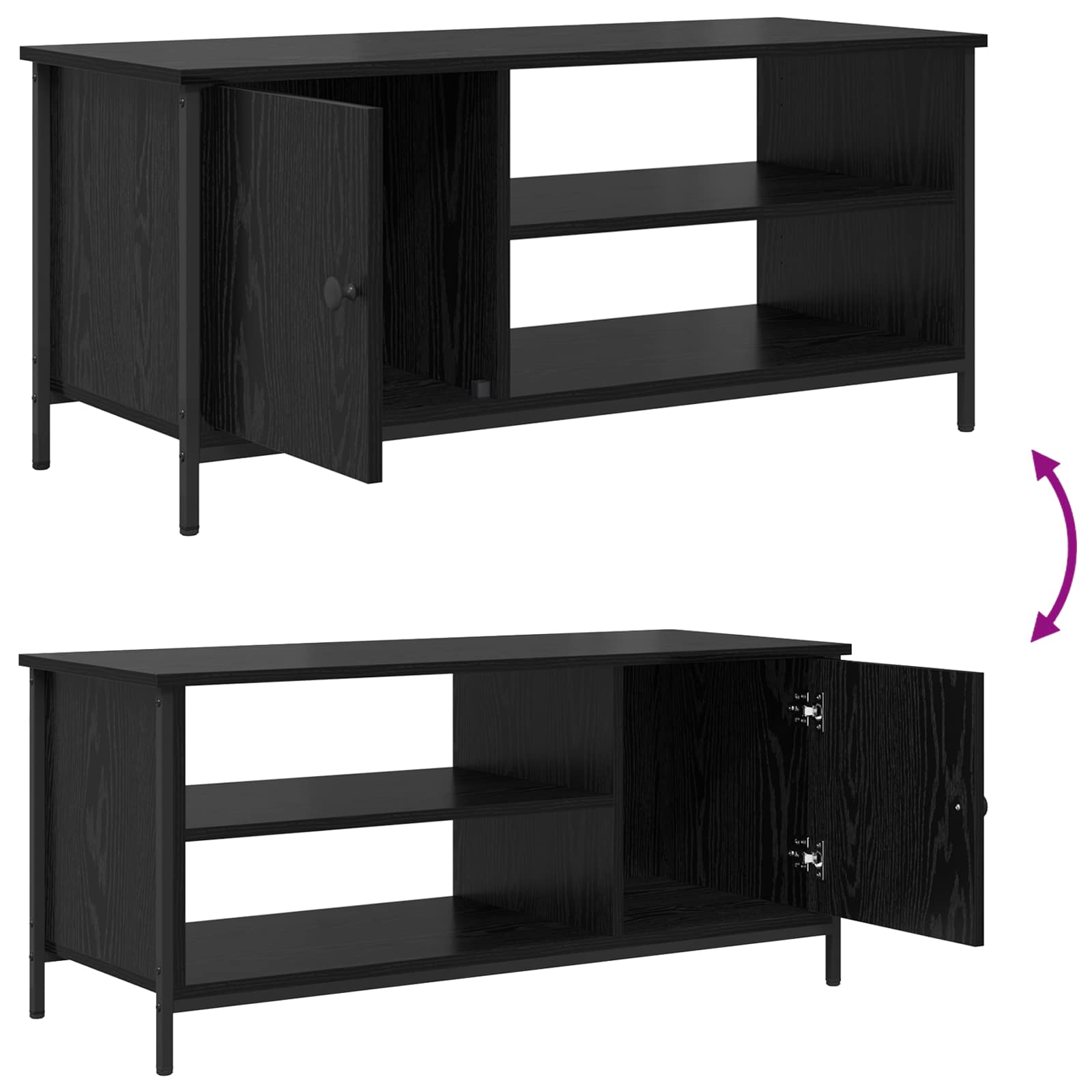 vidaXL Szafka pod telewizor Czarny Dąb 100 x 40 x 45 cm