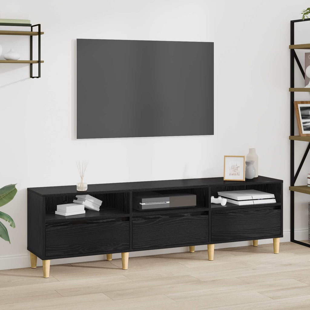 vidaXL Szafka pod telewizor z szufladą Czarny Dąb 150 x 30 x 45 cm