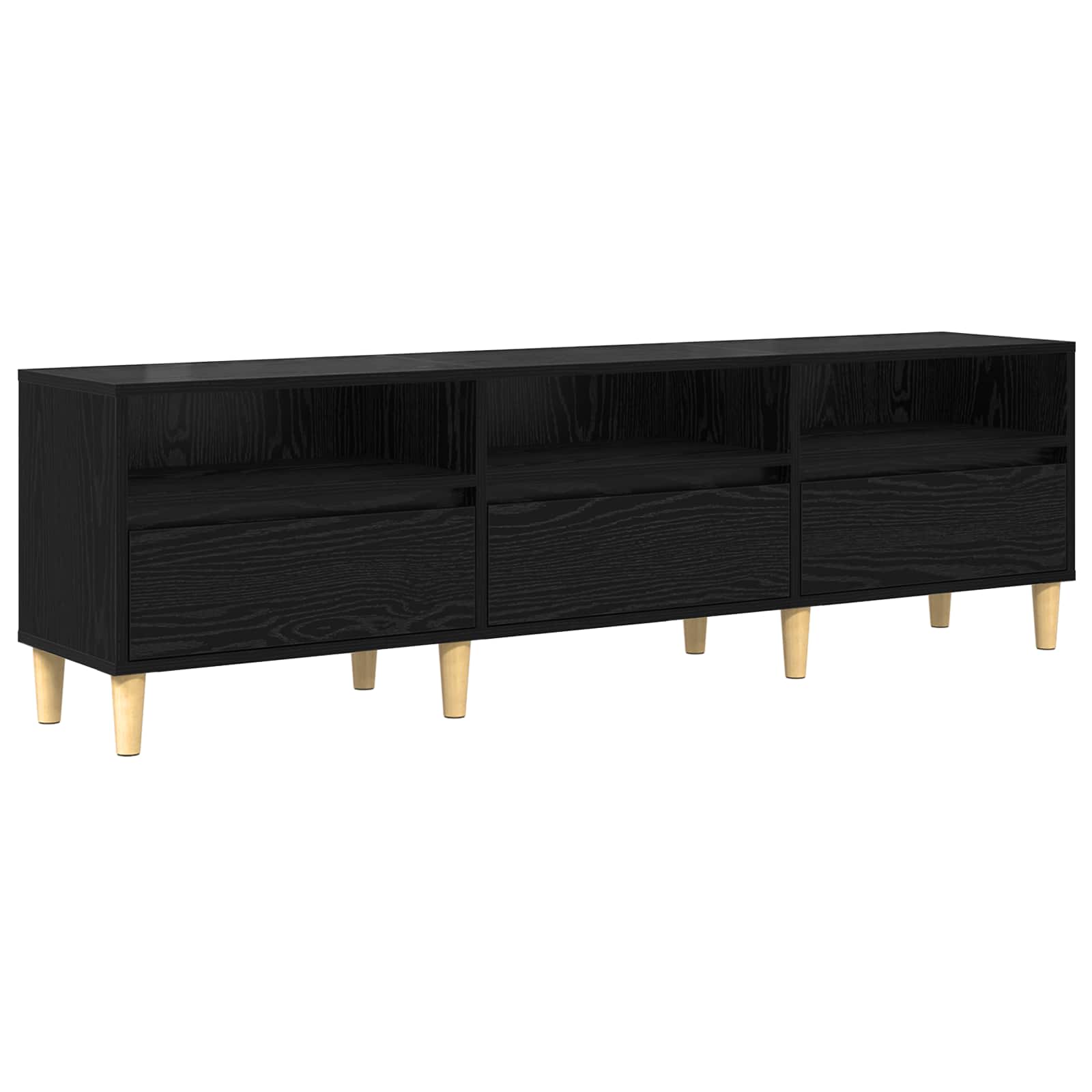 vidaXL Szafka pod telewizor z szufladą Czarny Dąb 150 x 30 x 45 cm