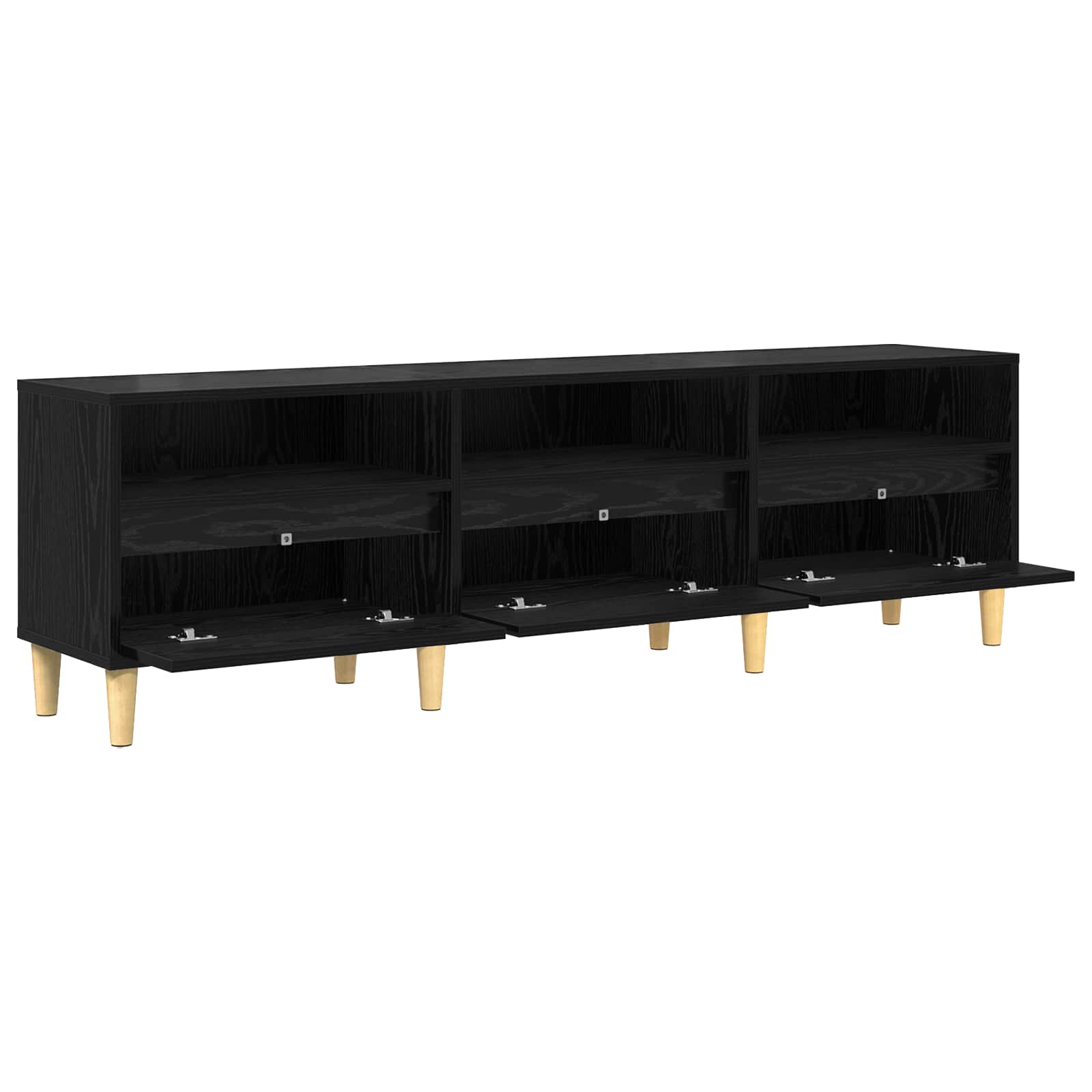 vidaXL Szafka pod telewizor z szufladą Czarny Dąb 150 x 30 x 45 cm