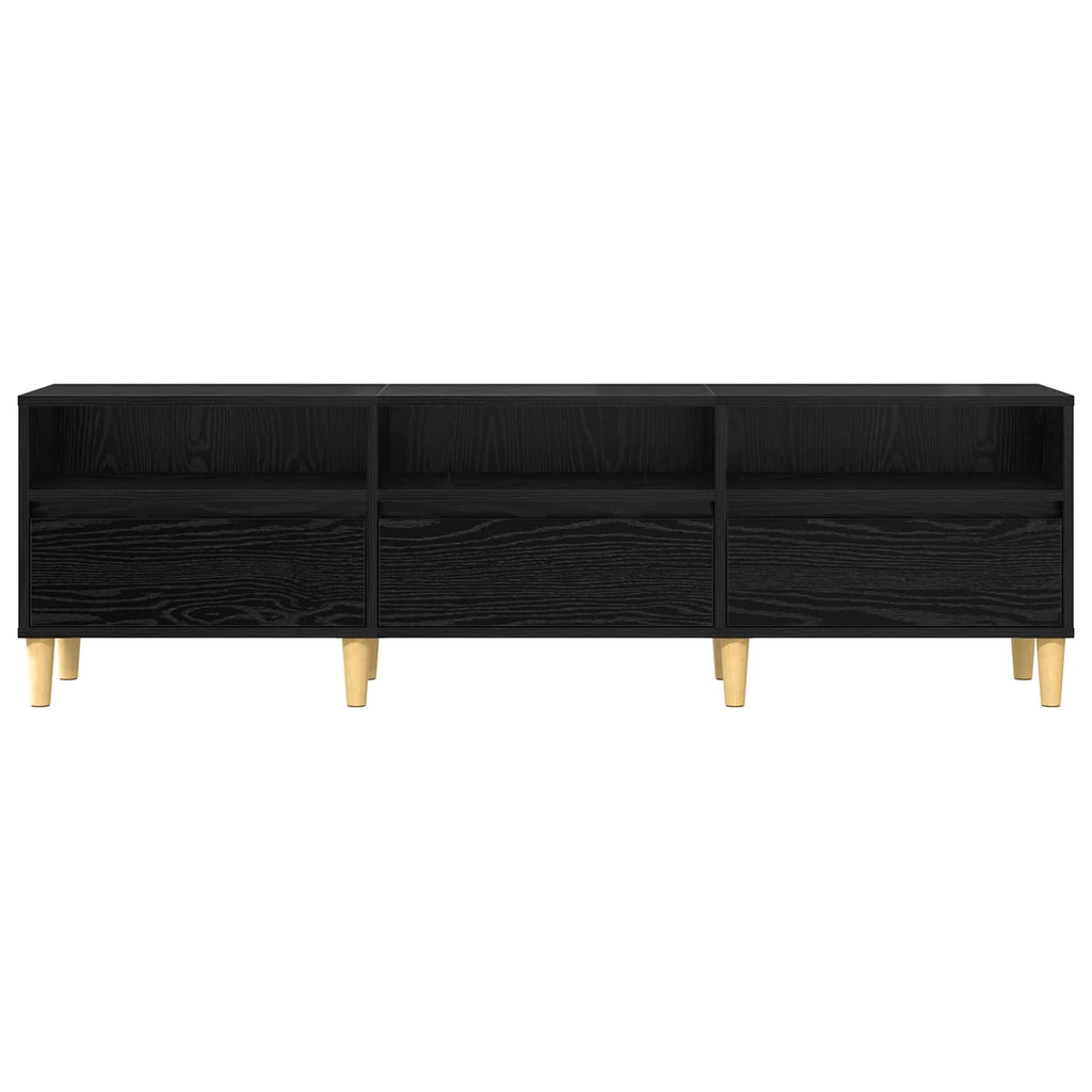 vidaXL Szafka pod telewizor z szufladą Czarny Dąb 150 x 30 x 45 cm