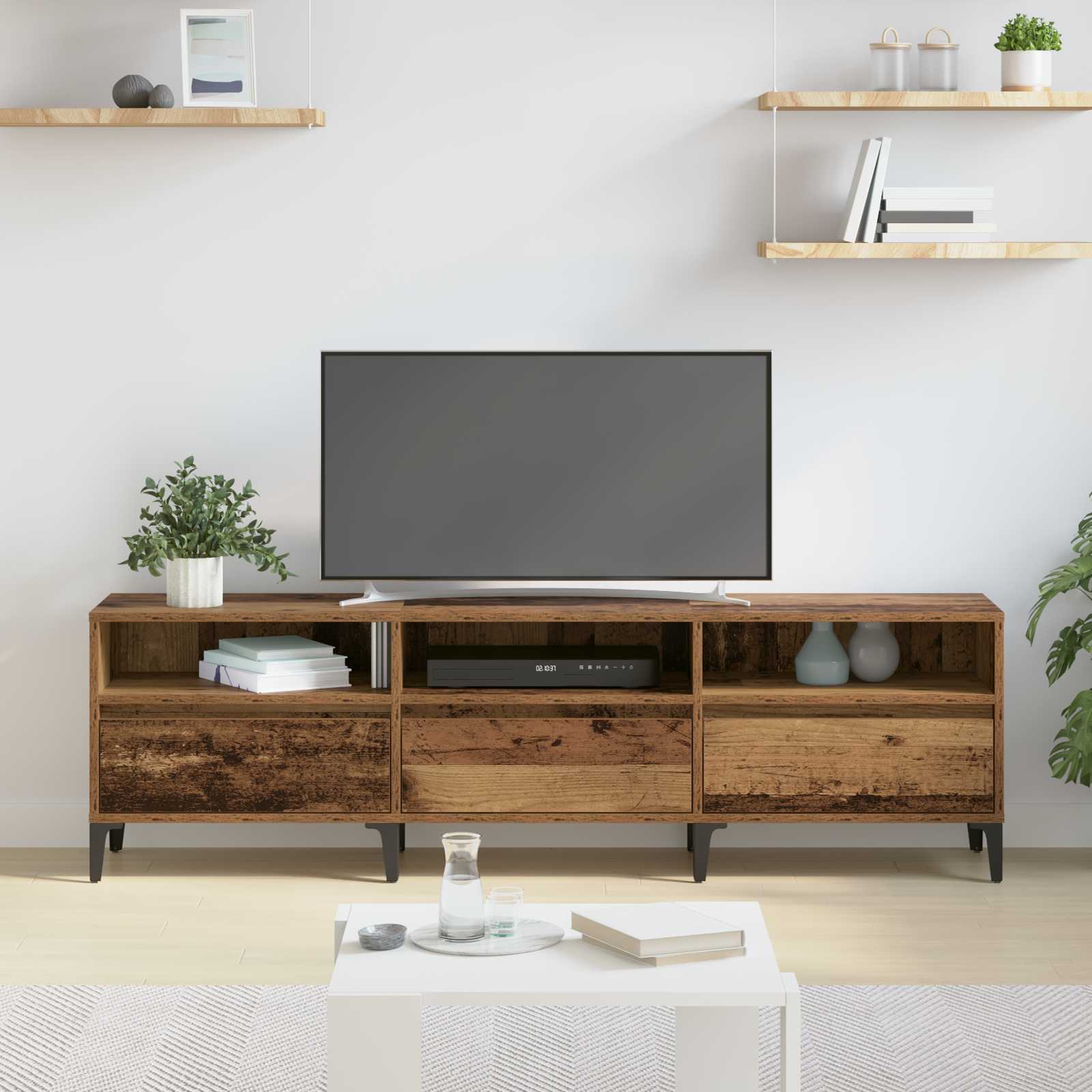 vidaXL Szafka pod telewizor z szufladą Stare drewno 150 x 30 x 45 cm