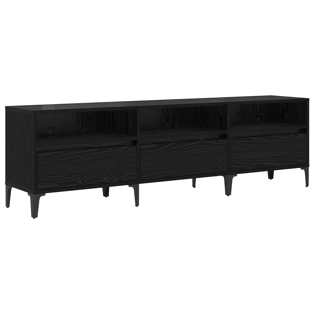 vidaXL Szafka pod telewizor z szufladą Czarny Dąb 150 x 30 x 45 cm