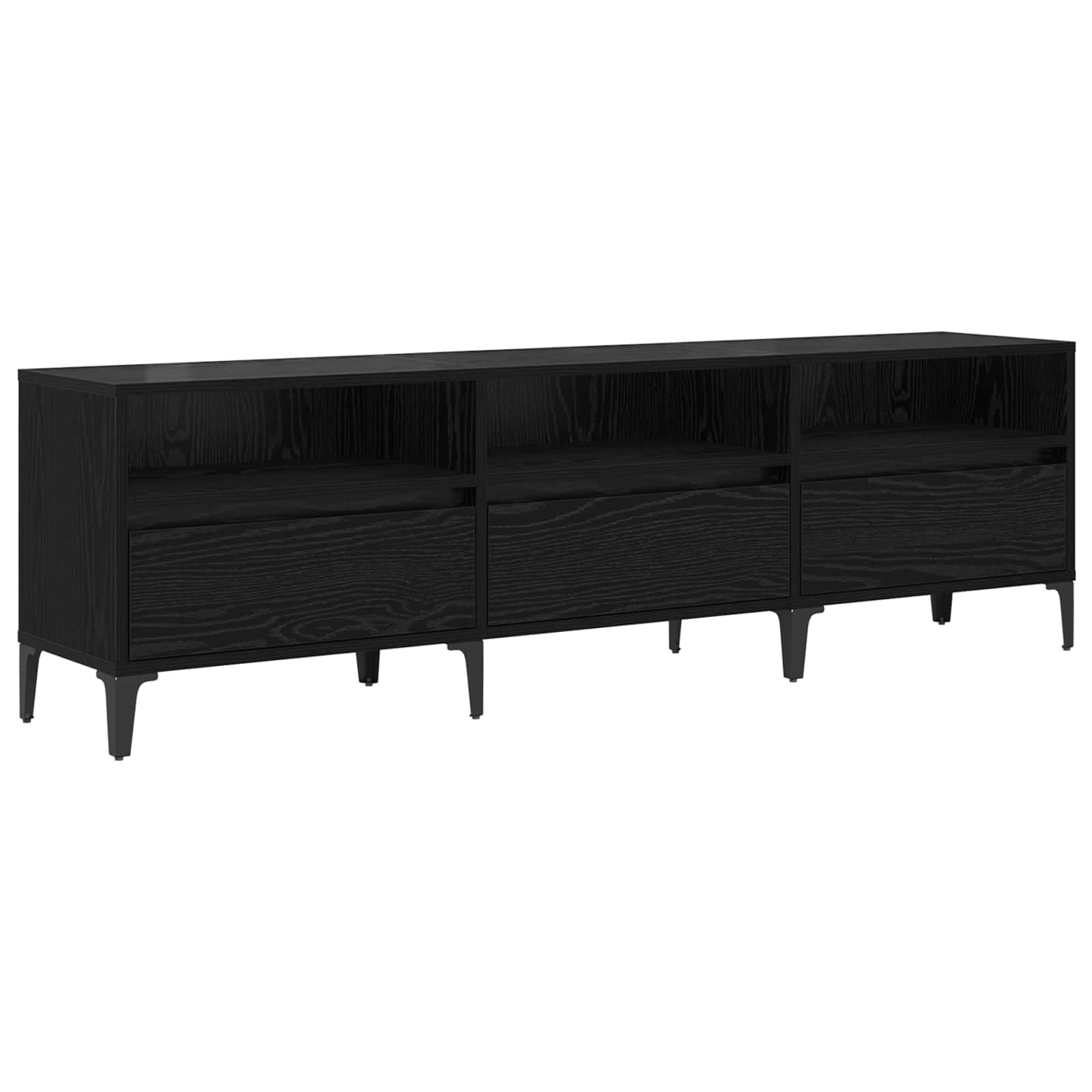 vidaXL Szafka pod telewizor z szufladą Czarny Dąb 150 x 30 x 45 cm