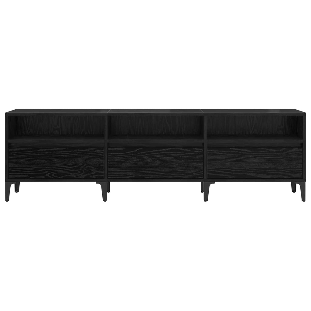 vidaXL Szafka pod telewizor z szufladą Czarny Dąb 150 x 30 x 45 cm