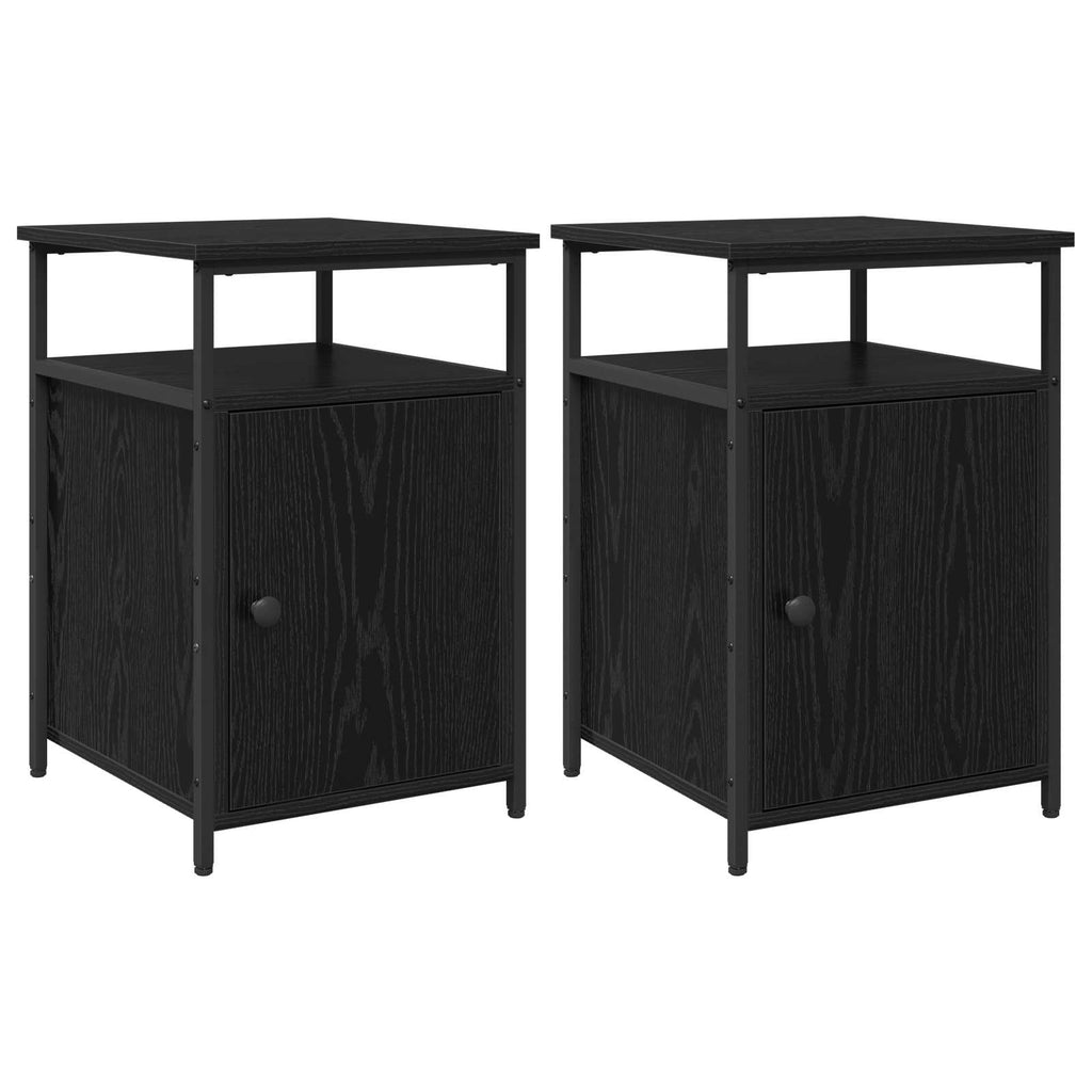 vidaXL Szafka Nocna 2 pcs Czarny dąb Materiał drewnopochodny