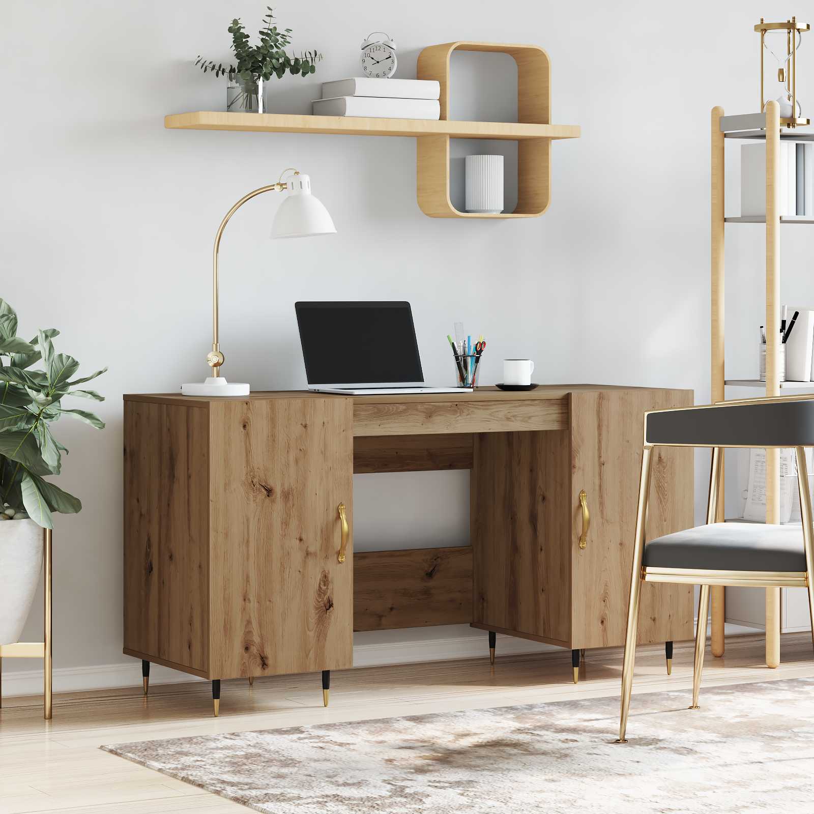vidaXL Biurko dąb artisan 140 x 50 x 75 cm Materiał drewnopochodny