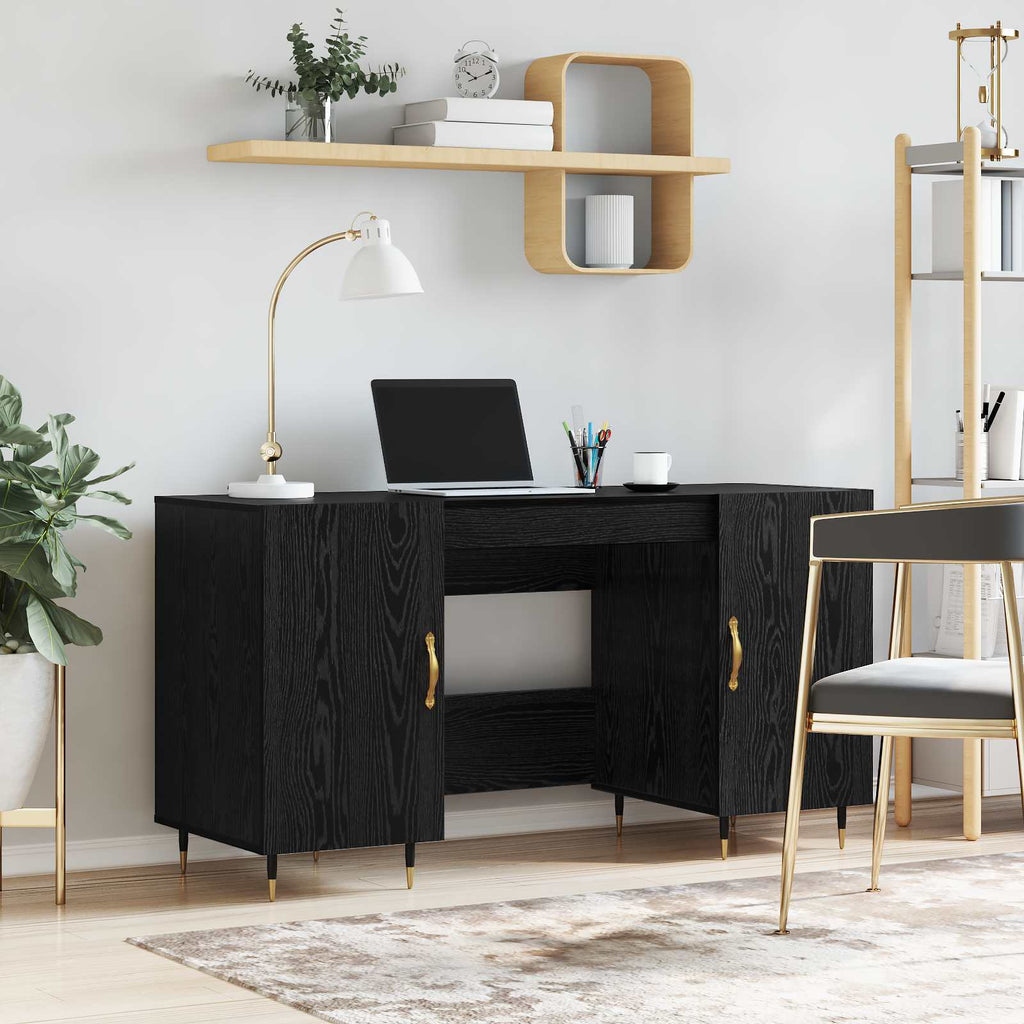 vidaXL Biurko Czarny dąb 140 x 50 x 75 cm Materiał drewnopochodny
