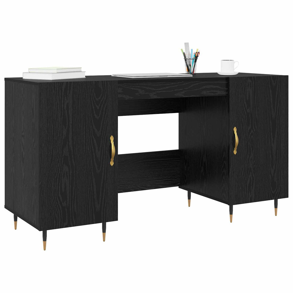vidaXL Biurko Czarny dąb 140 x 50 x 75 cm Materiał drewnopochodny