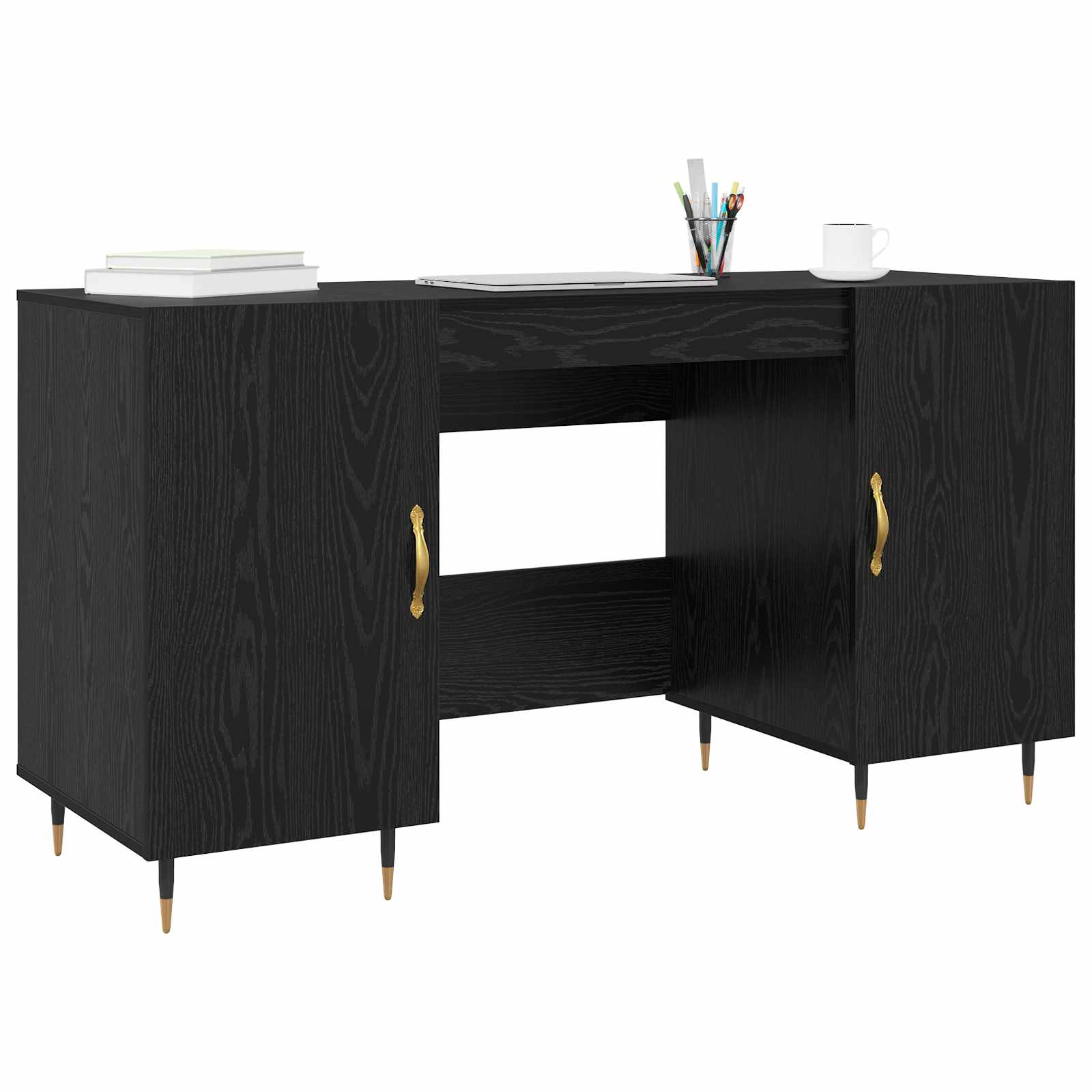 vidaXL Biurko Czarny dąb 140 x 50 x 75 cm Materiał drewnopochodny