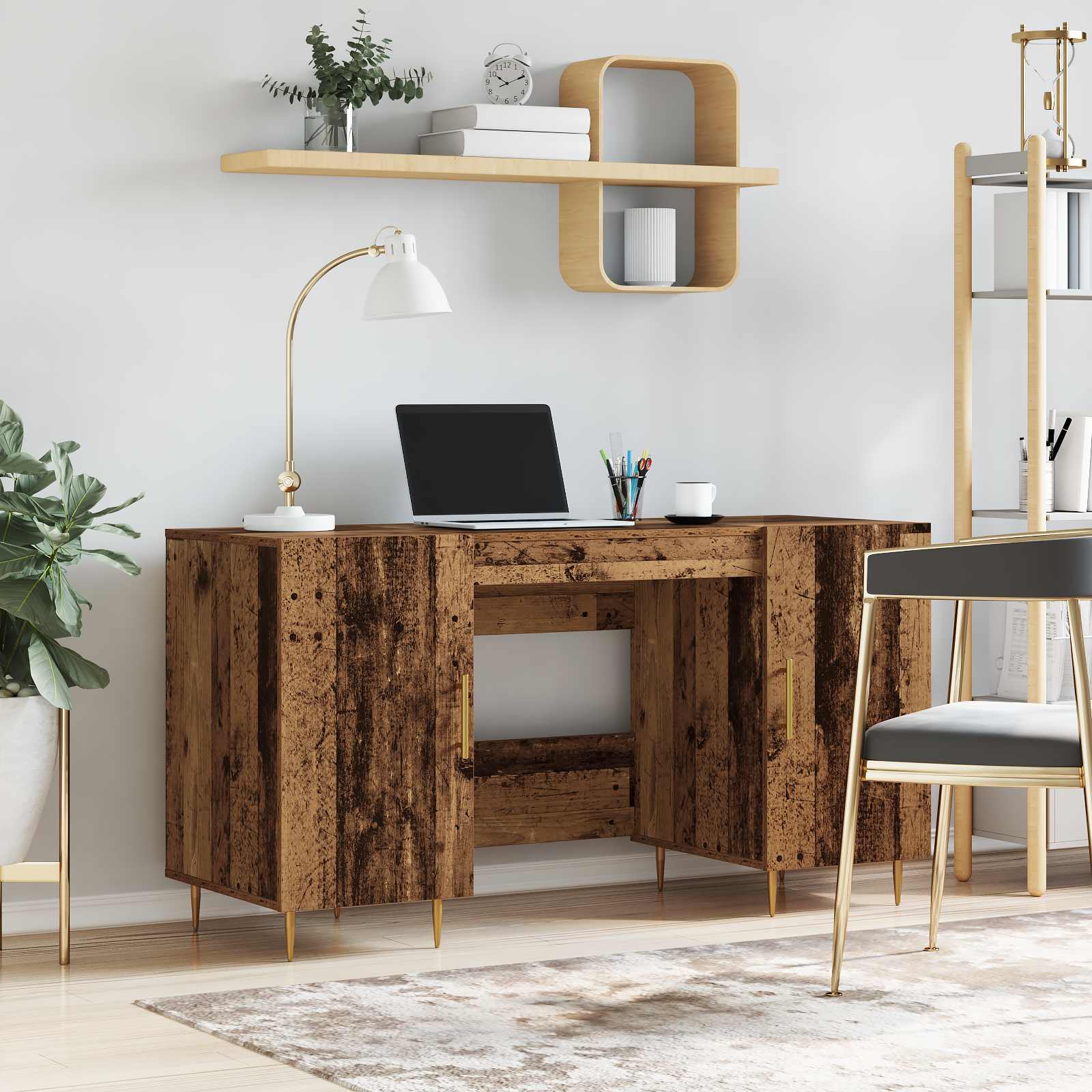 vidaXL Biurko Stare drewno 140 x 50 x 75 cm Materiał drewnopochodny