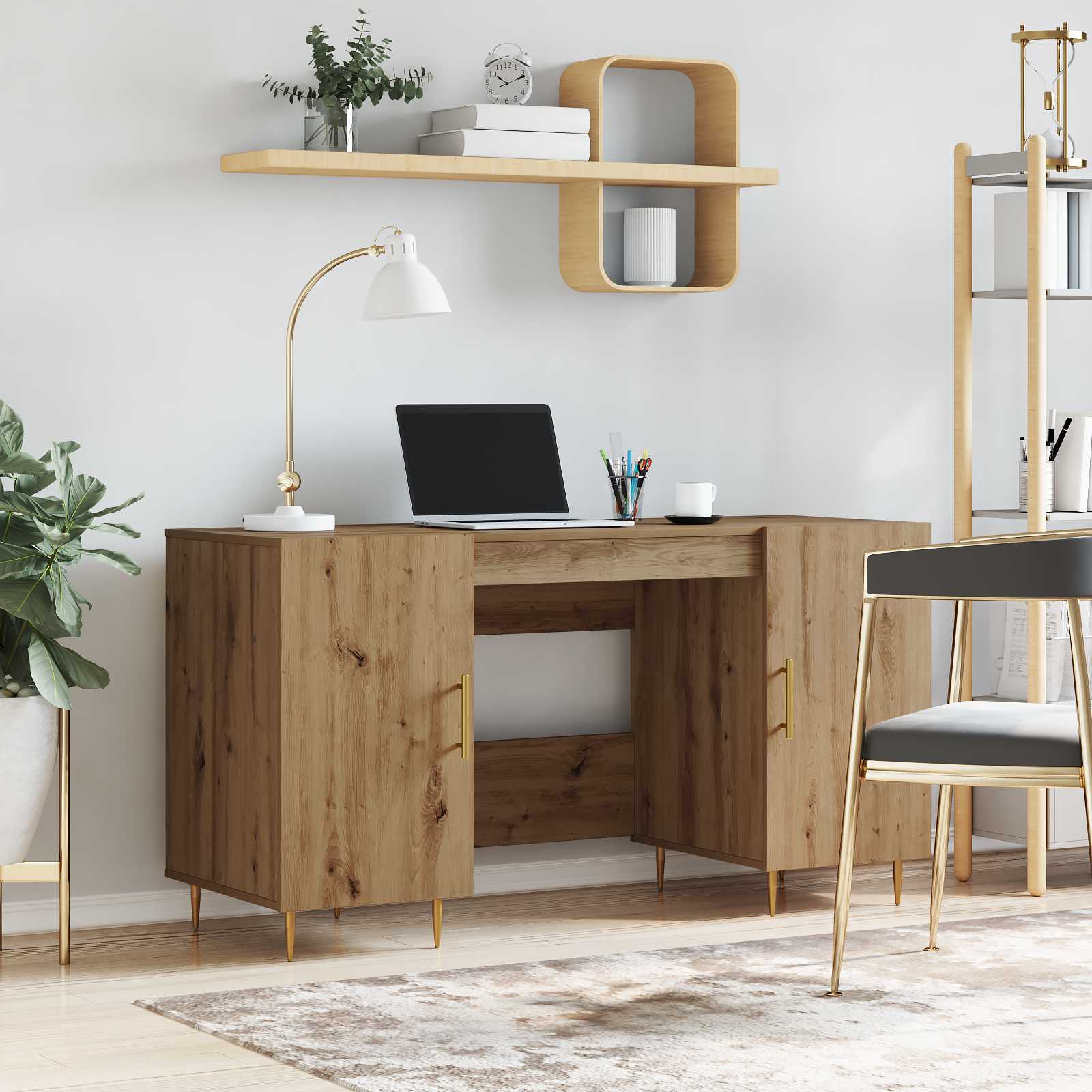 vidaXL Biurko dąb artisan 140 x 50 x 75 cm Materiał drewnopochodny
