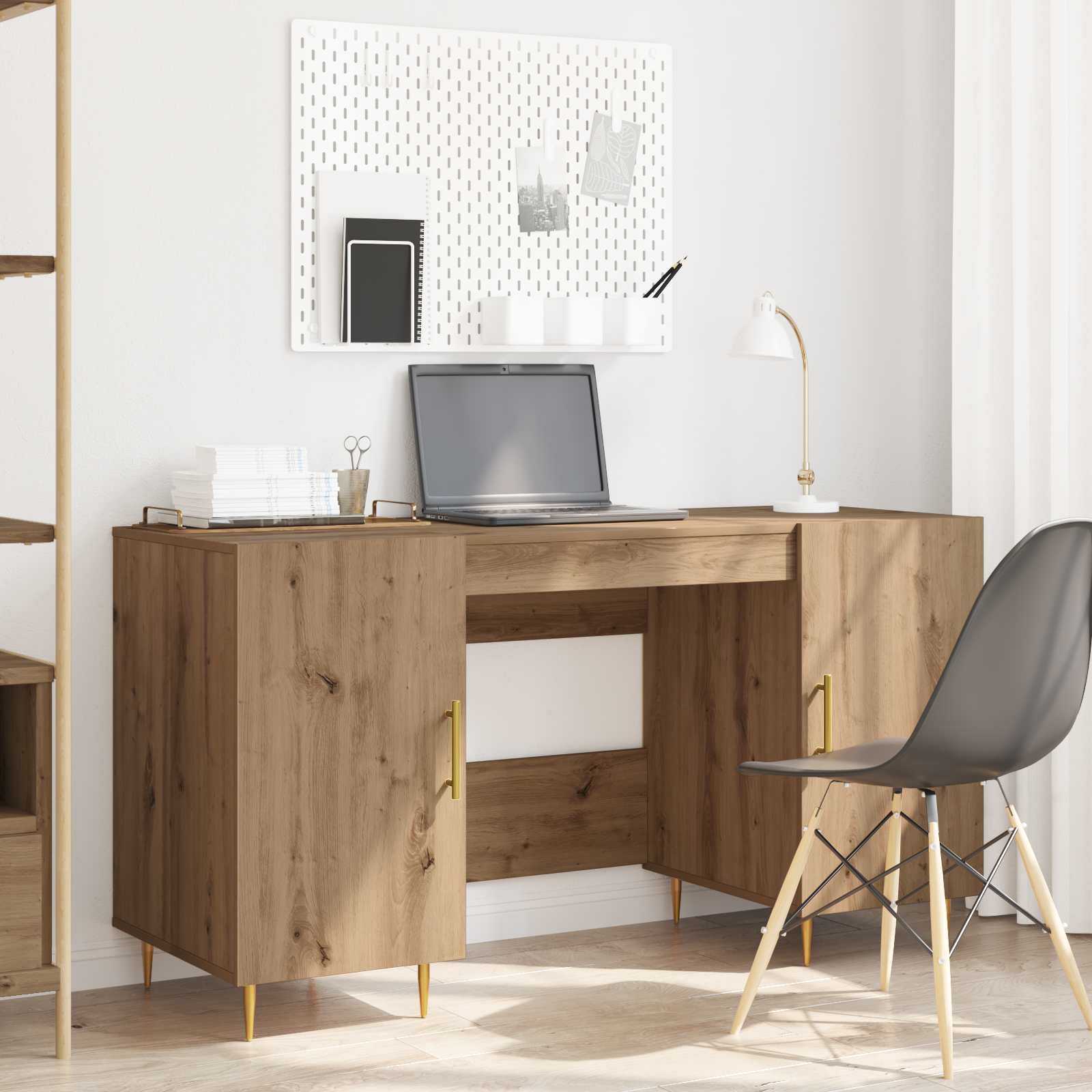 vidaXL Biurko dąb artisan 140 x 50 x 75 cm Materiał drewnopochodny