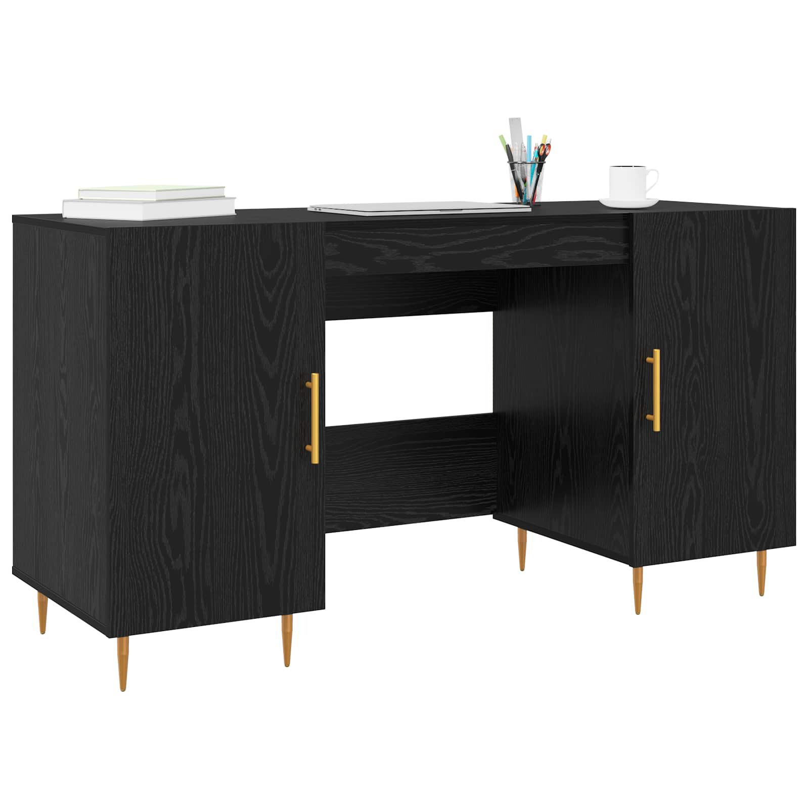 vidaXL Biurko Czarny dąb 140 x 50 x 75 cm Materiał drewnopochodny