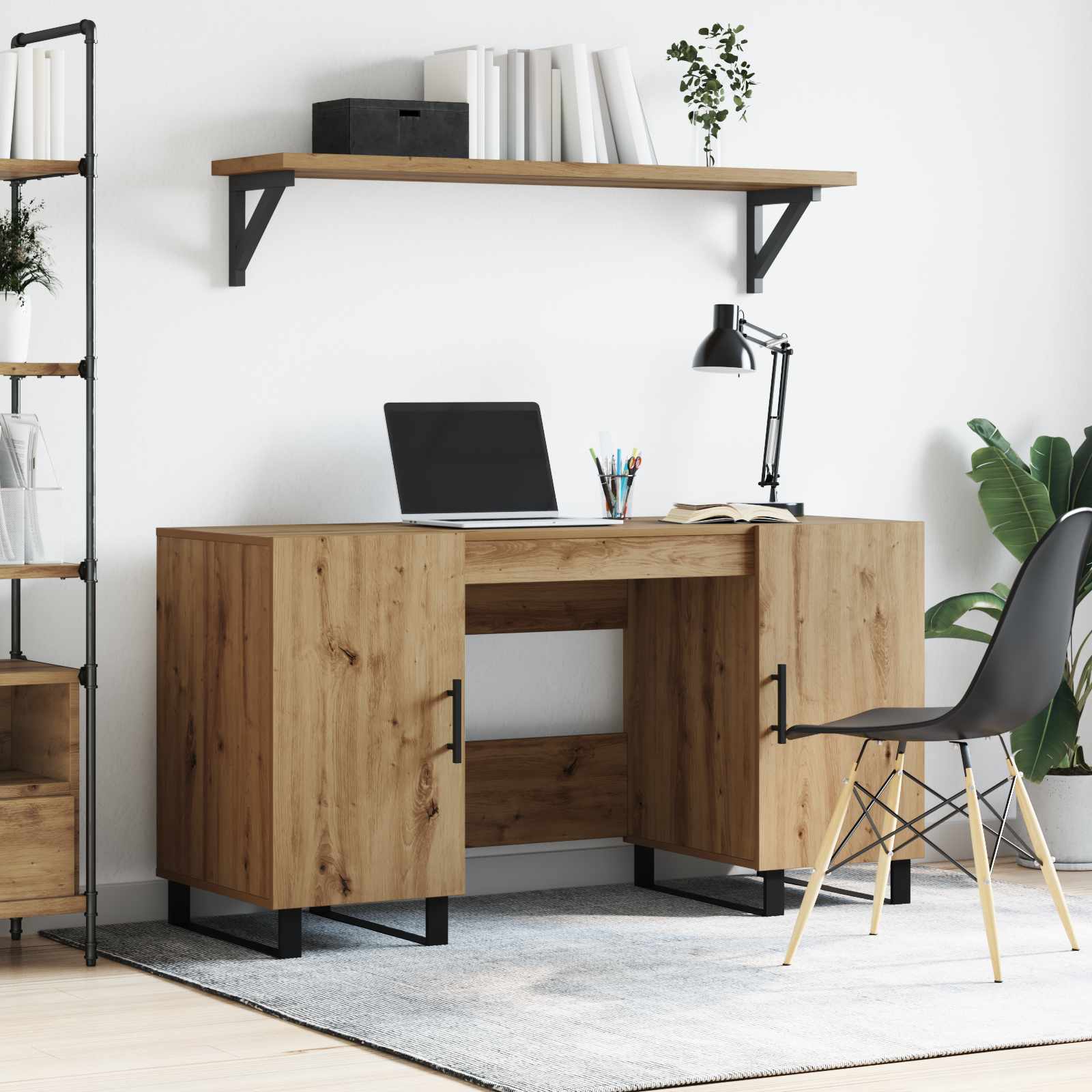 vidaXL Biurko dąb artisan 140 x 50 x 75 cm Materiał drewnopochodny