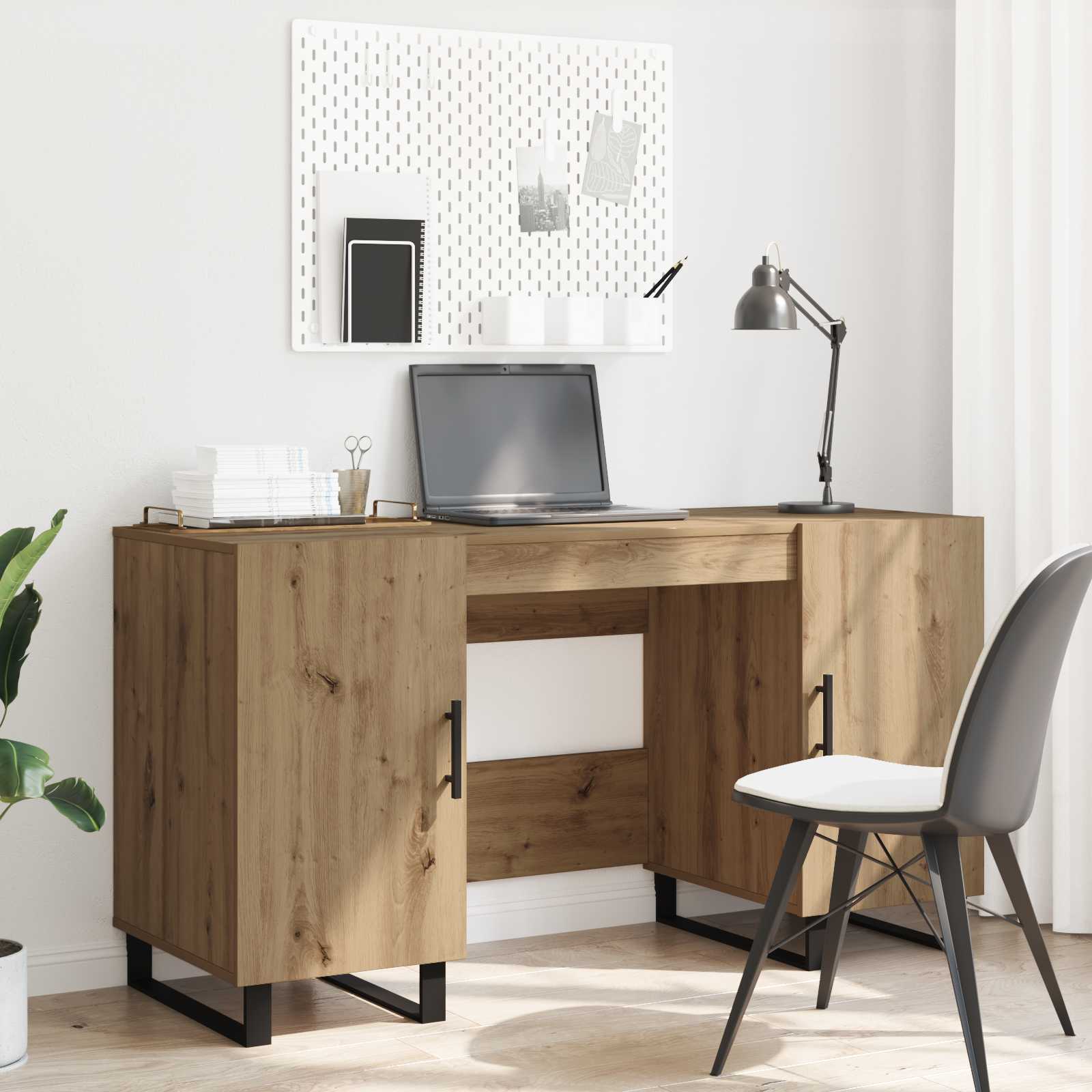 vidaXL Biurko dąb artisan 140 x 50 x 75 cm Materiał drewnopochodny
