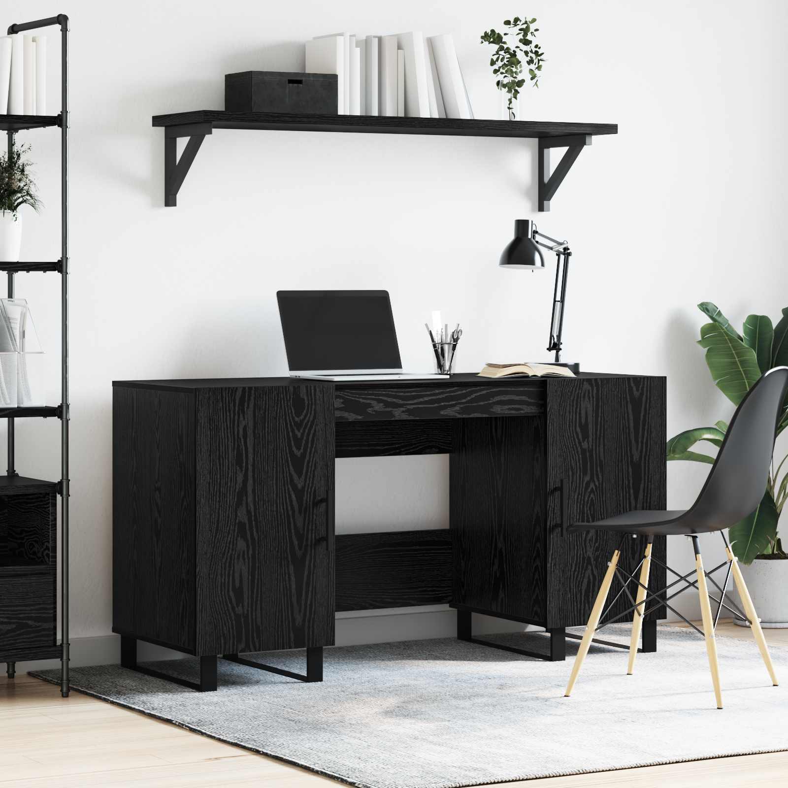 vidaXL Biurko Czarny dąb 140 x 50 x 75 cm Materiał drewnopochodny