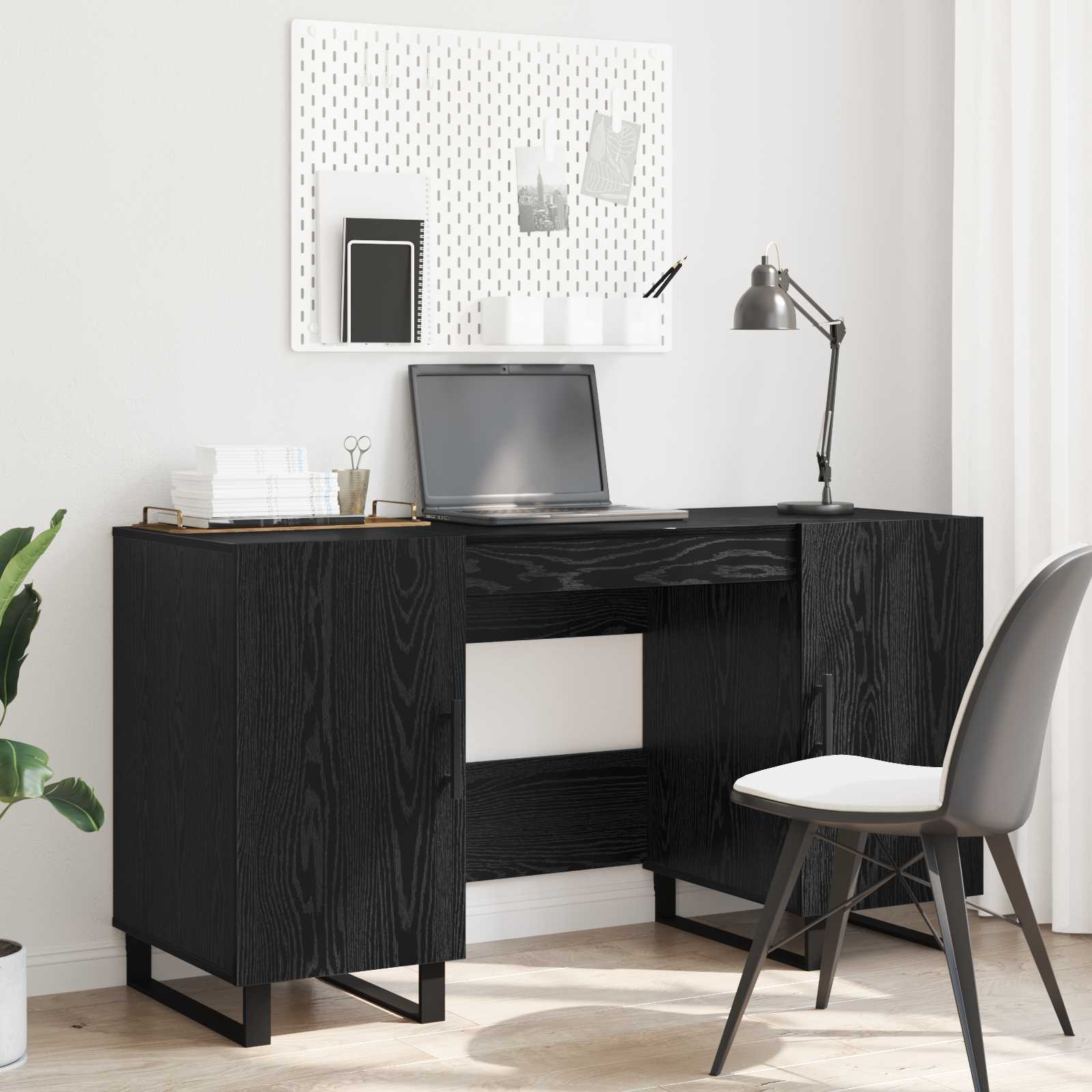 vidaXL Biurko Czarny dąb 140 x 50 x 75 cm Materiał drewnopochodny