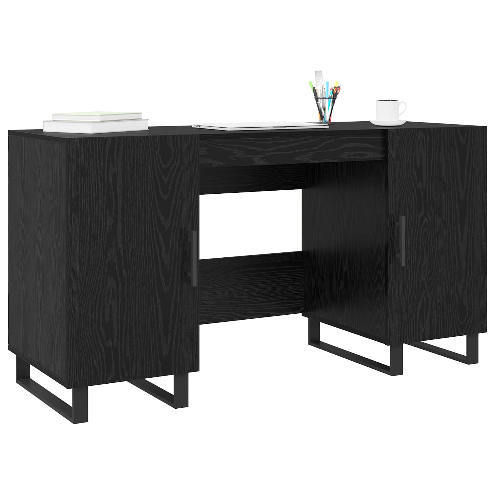vidaXL Biurko Czarny dąb 140 x 50 x 75 cm Materiał drewnopochodny