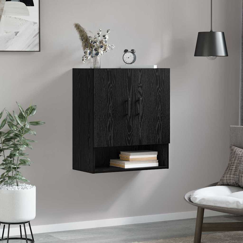 vidaXL Szafka ścienna Montowane na ścianie Czarny Dąb 60 x 31 x 70 cm