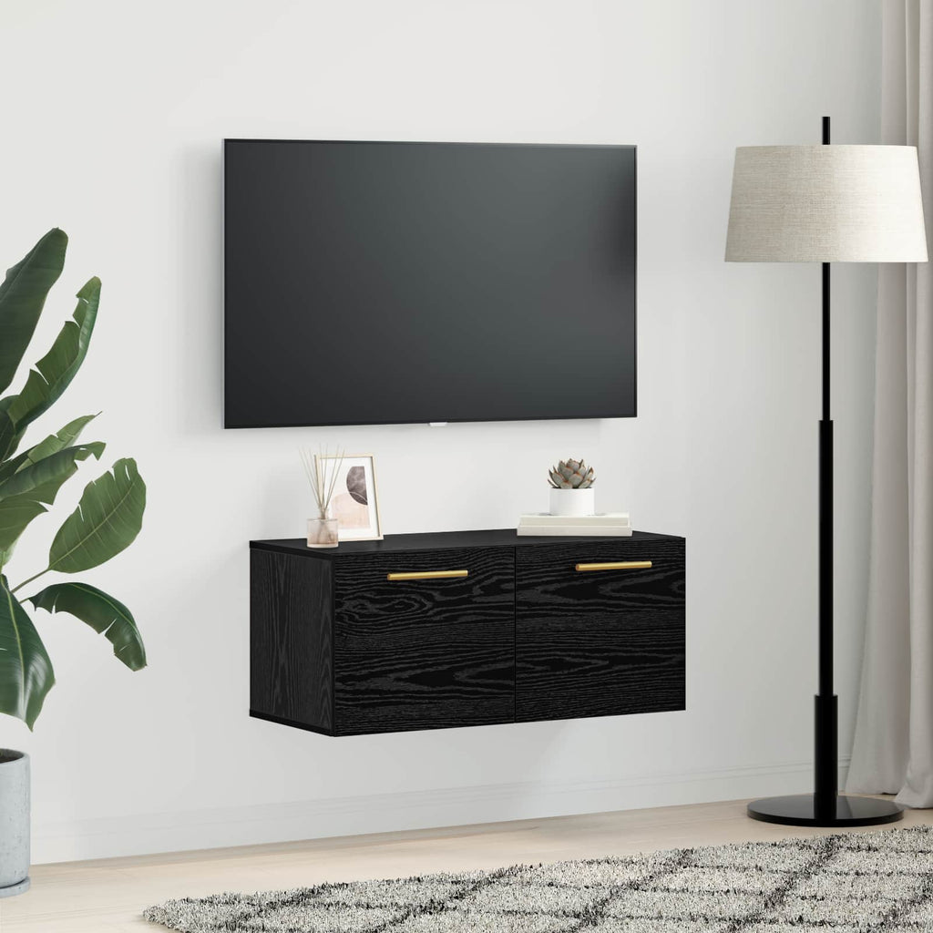 vidaXL Szafka ścienna 80 x 36.5 x 35 cm Drewno inżynieryjne Czarny dąb