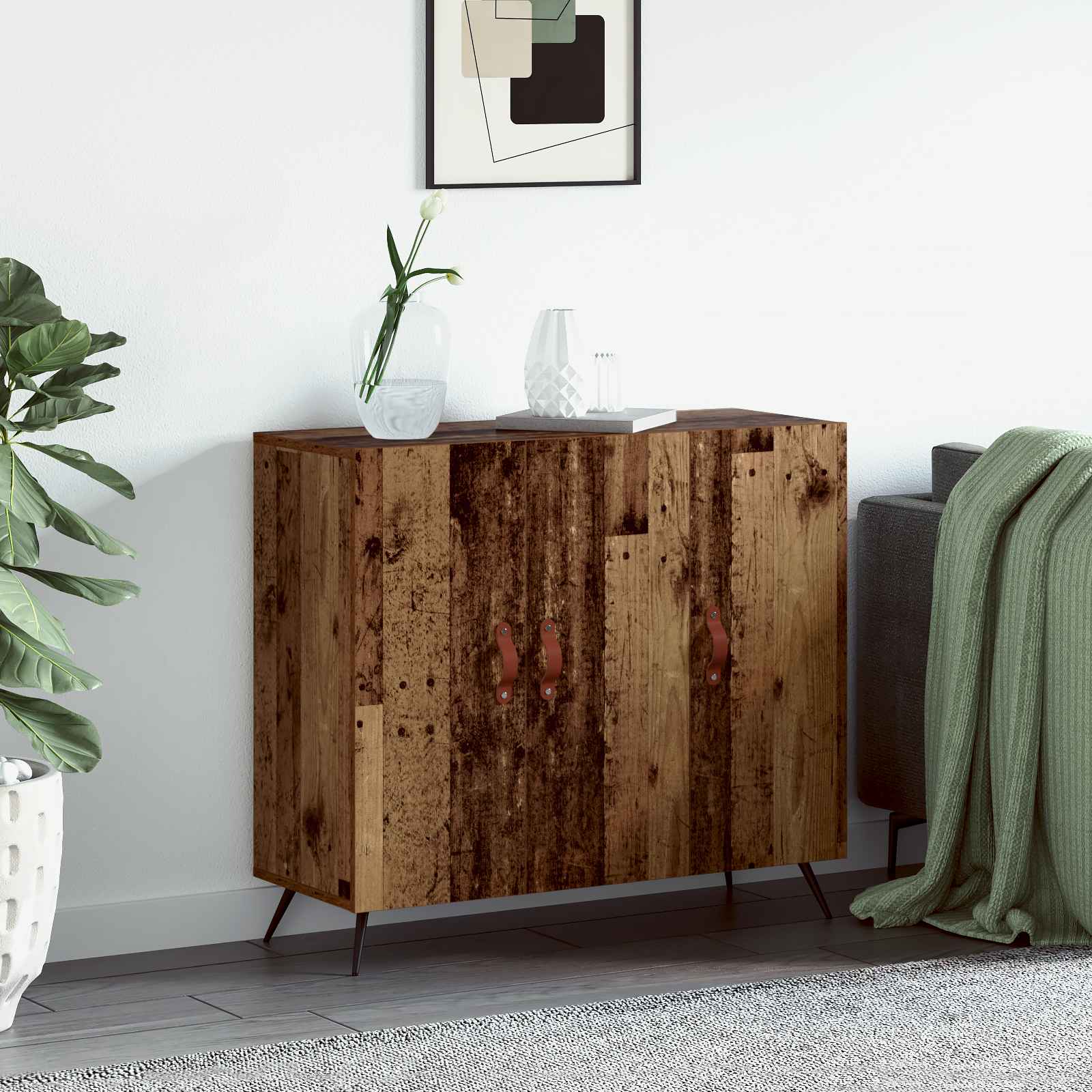 vidaXL Bufet Stare drewno 89,5 x 34 x 80 cm Materiał drewnopochodny