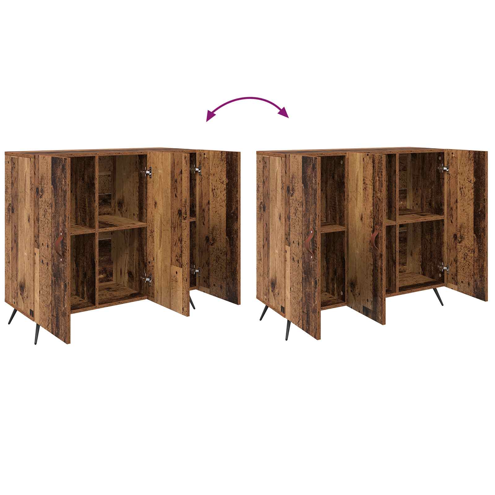 vidaXL Bufet Stare drewno 89,5 x 34 x 80 cm Materiał drewnopochodny