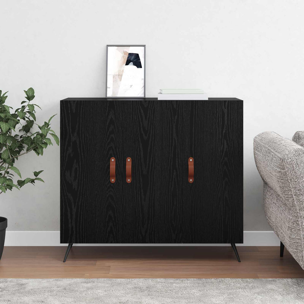 vidaXL Bufet Czarny Dąb 89,5 x 34 x 80 cm Materiał drewnopochodny