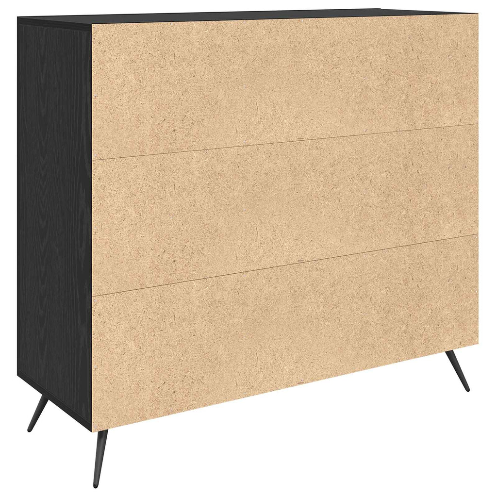 vidaXL Bufet Czarny Dąb 89,5 x 34 x 80 cm Materiał drewnopochodny