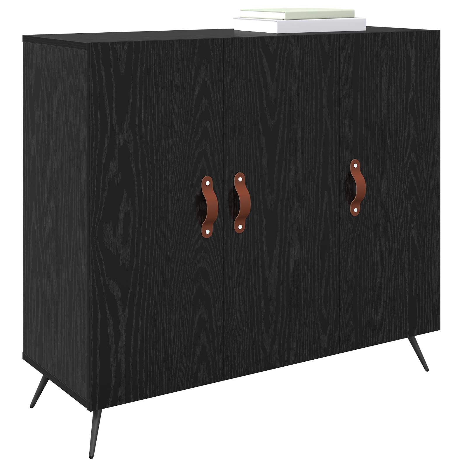 vidaXL Bufet Czarny Dąb 89,5 x 34 x 80 cm Materiał drewnopochodny