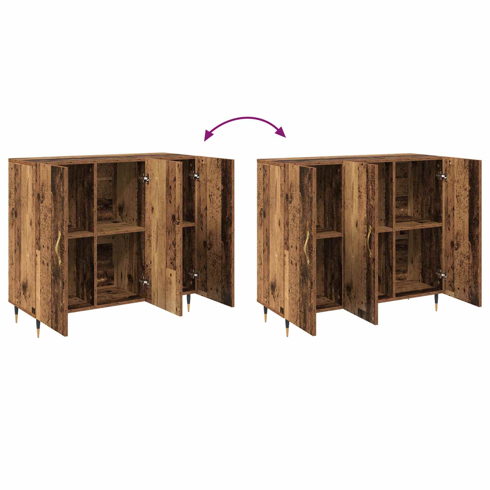 vidaXL Bufet Stare drewno 90 x 34 x 80 cm Materiał drewnopochodny