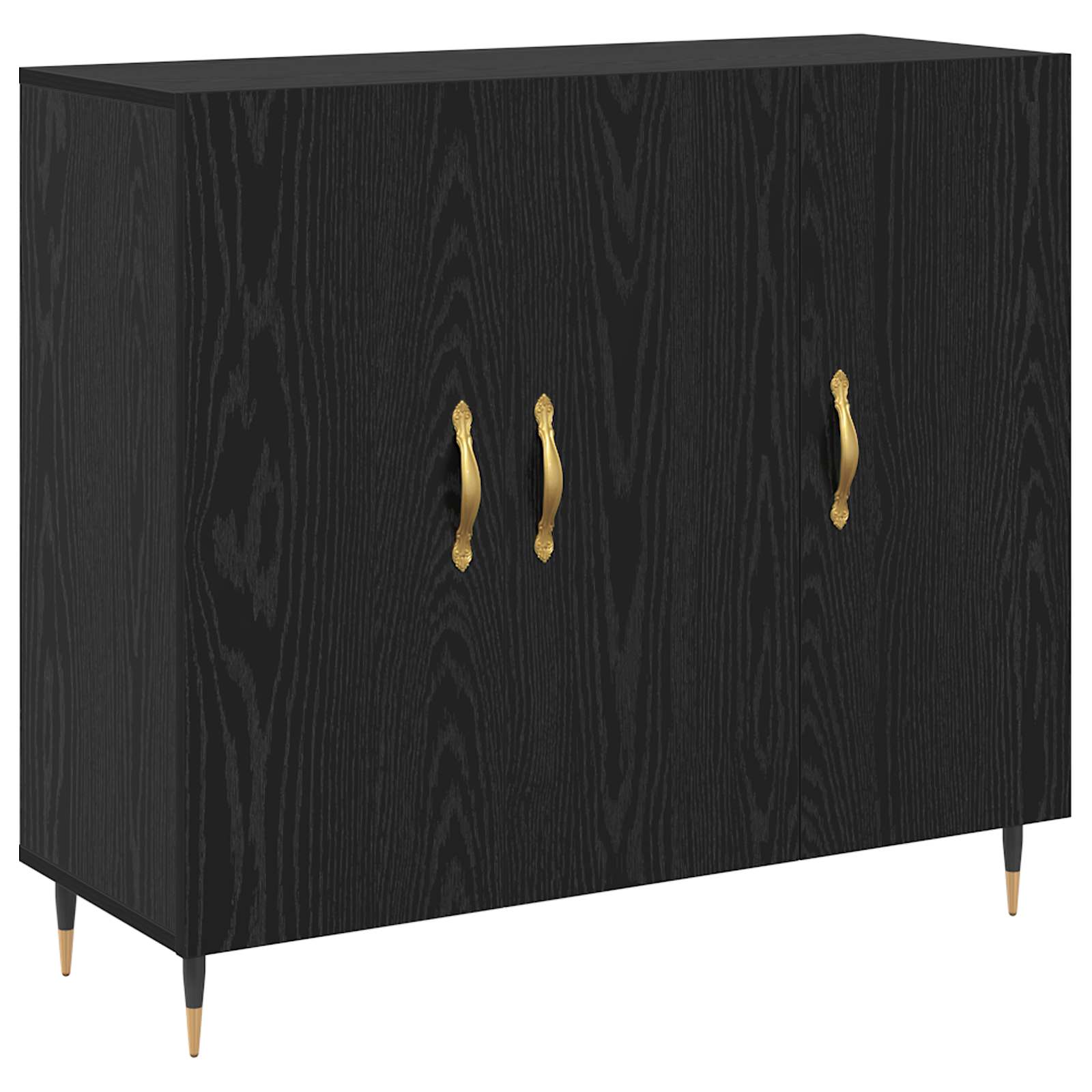 vidaXL Bufet Czarny Dąb 90 x 34 x 80 cm Materiał drewnopochodny