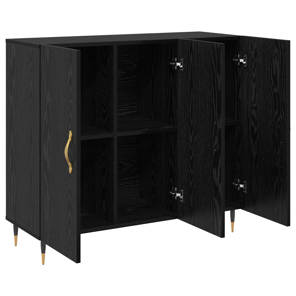 vidaXL Bufet Czarny Dąb 90 x 34 x 80 cm Materiał drewnopochodny