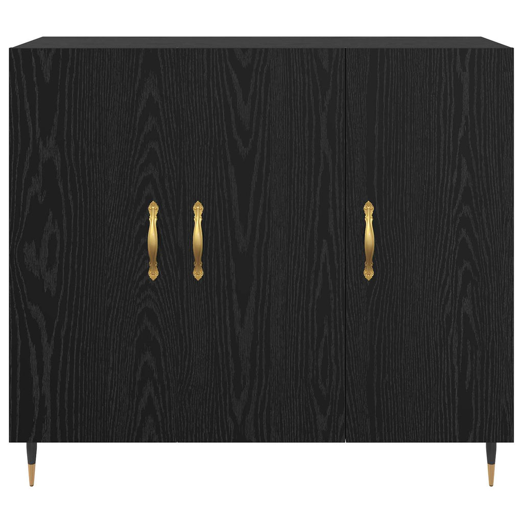 vidaXL Bufet Czarny Dąb 90 x 34 x 80 cm Materiał drewnopochodny